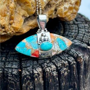 Spiny Oyster and Turquoise Necklace